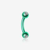 Colorline PVD Double Gem Ball Curved Barbell Eyebrow Ring