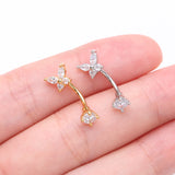 Detail View 3 of Brilliant Sparkle Butterfly Prong Gem Top Curved Barbell-Clear Gem