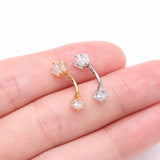 Detail View 3 of Brilliant Sparkle Majestic Gem Top Curved Barbell-Clear Gem