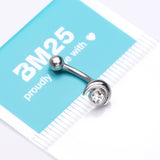 Detail View 3 of Crescent Moon Sparkle Gem Curved Barbell-Clear Gem