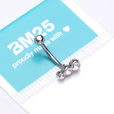 Detail View 3 of Cascading Lined Gem Sparkle Curved Barbell-Clear Gem