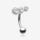 Cascading Lined Gem Sparkle Curved Barbell