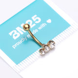 Detail View 3 of Golden Cascading Lined Gem Sparkle Curved Barbell-Clear Gem