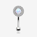 Brilliant Sparkle Gems Fire Opal Prong Set Curved Barbell