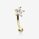 Golden Classic Star Sparkle Curved Barbell Ring-Clear Gem