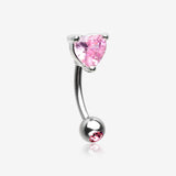 Heart Gem Sparkle Prong Curved Barbell