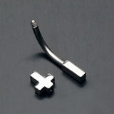 Detail View 1 of Classic Cross Curved Barbell Eyebrow Ring-Steel