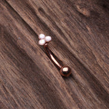 Detail View 2 of Rose Gold Trinity Opal Sparkle Curved Barbell Ring-White
