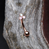 Detail View 3 of Rose Gold Trinity Opal Sparkle Curved Barbell Ring-White
