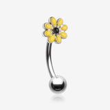 Dainty Daisy Eyebrow Curved Barbell Ring