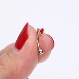 Detail View 2 of Heart Gem Sparkle Prong Curved Barbell-Red