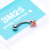 Detail View 3 of Heart Gem Sparkle Prong Curved Barbell-Red
