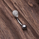 Detail View 2 of Aria Sparkle Teardrop Curved Barbell Ring-Clear Gem