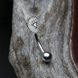 Detail View 3 of Aria Sparkle Teardrop Curved Barbell Ring-Clear Gem