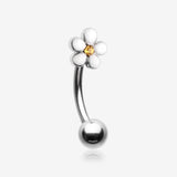 Adorable Plumeria Flower Curved Barbell Ring