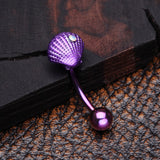 Detail View 1 of Colorline Ariel's Shell Sparkle Curved Barbell-Purple/Aurora Borealis