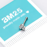 Detail View 2 of 14 Karat White Gold Trinity Sparkles Prong Set Nose Stud Ring-Clear Gem