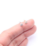 Detail View 3 of 14 Karat Gold Brilliant Sparkle Flower L-Shaped Nose Ring-Clear Gem