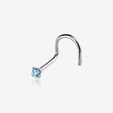 14 Karat White Gold Prong Set Gem Sparkle Nose Screw Ring