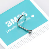 Detail View 2 of 14 Karat White Gold Prong Set Gem Sparkle Nose Screw Ring-Aqua