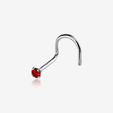 14 Karat White Gold Prong Set Gem Sparkle Nose Screw Ring-Red