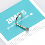 Detail View 2 of 14 Karat Gold Prong Set Gem Sparkle Nose Screw Ring-Blue