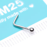Detail View 4 of 14 Karat White Gold Ball Top L-Shaped Nose Ring
