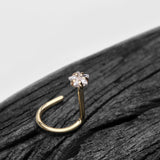 Detail View 1 of 14 Karat Gold Star Prong Set Gem Sparkle Nose Screw Ring-Clear Gem
