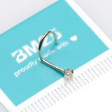 Detail View 2 of 14 Karat Gold Star Prong Set Gem Sparkle Nose Screw Ring-Clear Gem