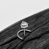 Detail View 1 of 14 Karat White Gold Heart Prong Set Gem Sparkle Nose Screw Ring-Clear Gem