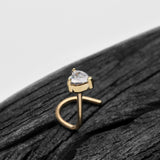 Detail View 1 of 14 Karat Gold Heart Prong Set Gem Sparkle Nose Screw Ring-Clear Gem