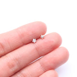 Detail View 3 of 14 Karat White Gold Prong Set Star Gem Top L-Shaped Nose Ring-Clear Gem