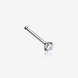 14 Karat White Gold Prong Set Gem Top Nose Stud Ring