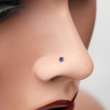 Detail View 1 of 14 Karat Gold Prong Set Gem Top Nose Stud Ring-Blue