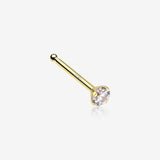 14 Karat Gold Prong Set Gem Top Nose Stud Ring