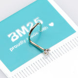 Detail View 2 of 14 Karat Gold Square Prong Set Gem Sparkle Nose Screw Ring-Clear Gem
