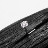 Detail View 1 of 14 Karat White Gold Prong Set Heart Sparkle L-Shaped Nose Ring-Clear Gem