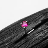 Detail View 1 of 14 Karat White Gold Prong Set Heart Sparkle L-Shaped Nose Ring-Red
