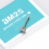 Detail View 2 of 14 Karat Gold Prong Set Star Gem Nose Stud Ring-Clear Gem