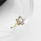 Detail View 1 of 14 Karat Gold Prong Set Star Gem Nose Stud Ring-Clear Gem