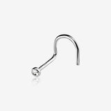 14 Karat White Gold Bezel Set Gem Top Nose Screw Ring