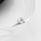 Detail View 1 of 14 Karat White Gold Prong Set Square Gem Nose Stud Ring-Clear Gem
