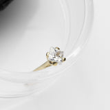 Detail View 1 of 14 Karat Gold Prong Set Square Gem Nose Stud Ring-Clear Gem