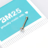 Detail View 2 of 14 Karat Gold Prong Set Square Gem Nose Stud Ring-Clear Gem