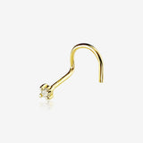 14 Karat Gold Prong Set Gem Top Nose Screw Ring