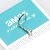 Detail View 2 of 14 Karat Gold Prong Set Gem Top Nose Screw Ring-Clear Gem