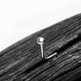 Detail View 1 of 14 Karat White Gold Solid Dome Top L-Shaped Nose Ring