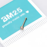 Detail View 2 of 14 Karat Gold Bezel Set Round Gem Nose Stud Ring-Clear Gem