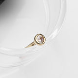 Detail View 1 of 14 Karat Gold Bezel Set Round Gem Nose Stud Ring-Clear Gem