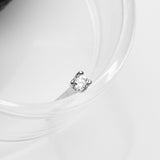 Detail View 1 of 14 Karat White Gold Prong Set Round Gem Nose Stud Ring-Clear Gem